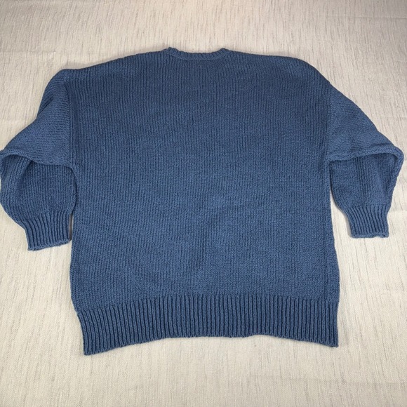 Jenni Kayne Everyday Sweater Blue 100% Cotton Crew Neck Medium Preppy Coastal - Picture 8 of 9